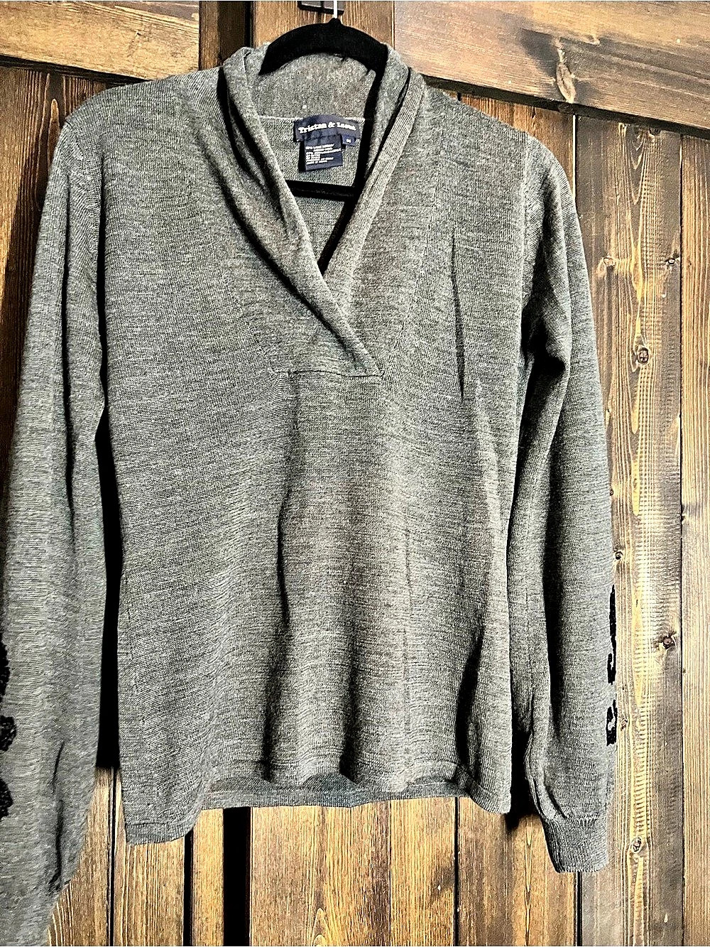 Tristan & Iseut Gray Cowl Neck Wool Blend Sweater Size Medium
